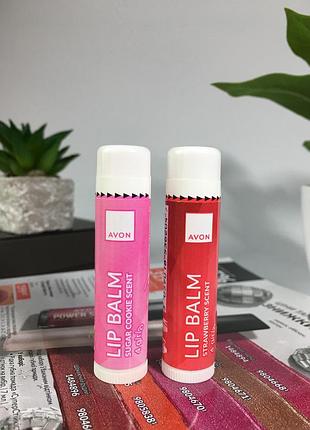 Бальзам для губ avon: 2 од., з відтінком - полуниця, цукрове печиво, ейвон бальзам