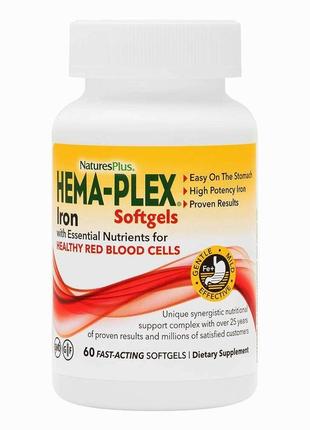 Naturesplus hema-plex, комплекс с железом, 60 капсул быстрого действия
