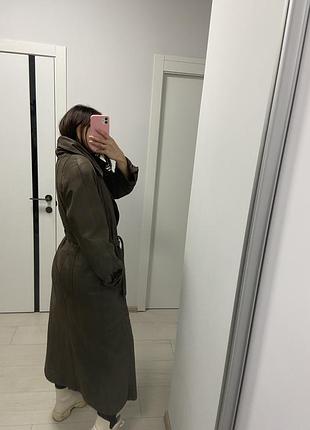 Ретро стиль кожаное пальто тяжелое стильное