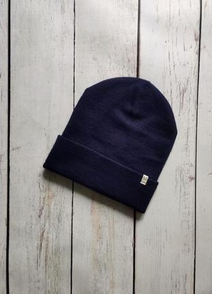 Шапка трикотажная crew clothing company, темная синяя шапка crew, демисезонная шапка синяя