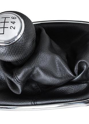 Vw golf iv 97-03 ручка кпп срібна + черева з рамою хром 6 передач отвор 12мм