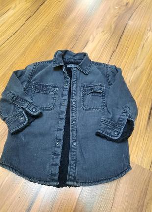 Тепла джинсова сорочка / 80-86