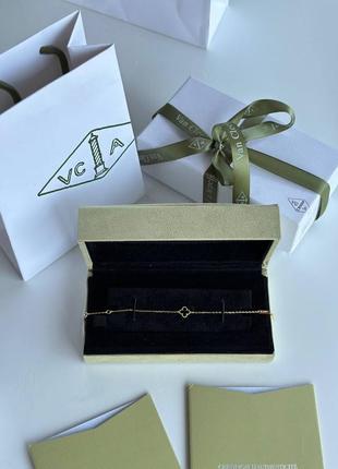 Браслет в одним клевером в стилі van cleef