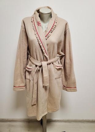 Красивый брендовый флисовый халат батал