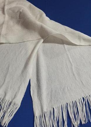 Шарф белый мягкий длинный широкий палантин