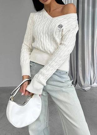 Свитер кофта под loewe с v вырезом