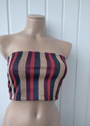 Блискучий кроп топ в смужку