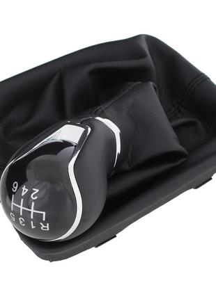 Seat leon iii 12-17 ручка кпп чорна pu шкіра + сильфон з рамою 6 передач