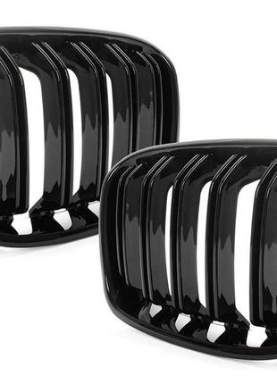 Решетка радиатора ноздри bmw f20 / f21 2011-2014 3/5d hatchback  black glossy double bar