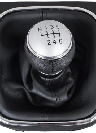 Vw caddy 04-09 ручка кпп срібна + чорний сильфон з хромовою рамкою 6 передач