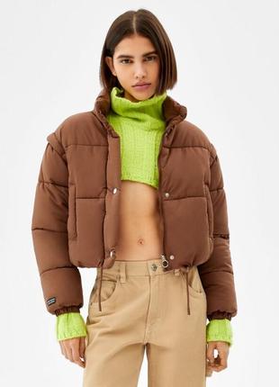 Дута зимова куртка укорочена оверсайз bershka