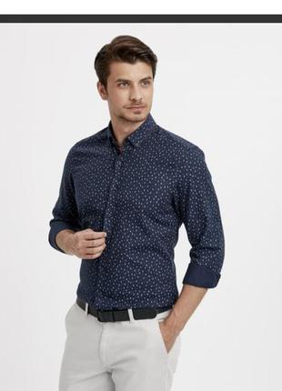Сорочка принтована котонова синя m&s collections p.m
