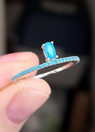 Серебряное кольцо с бирюзой 18 размер