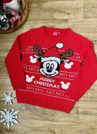 Свитер mikki олень р 130 на 8 л зимний новогодний disney