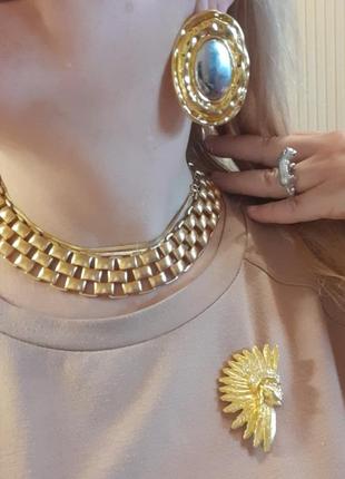 Кольє чокер ланцюжок monet, шикарний вигляд, як комір, американський вінтаж, матова позолота