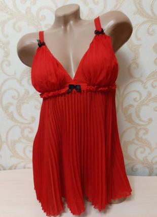 Гарний яскравий короткий напівпрозорий пеньюар плісе dreamgirl