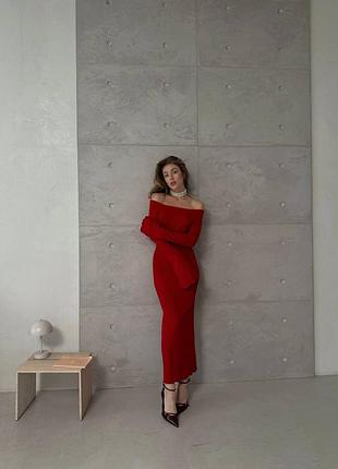 Платье женское длинное красное