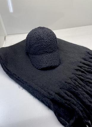 Набір шарф дреди об‘ємний і кепка тедді на флісі з вушками