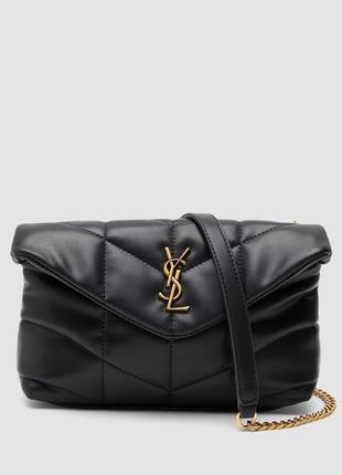 Кожаная черная сумка пуфер в стиле yves saint laurent кожу ив сент лоран 27 ysl