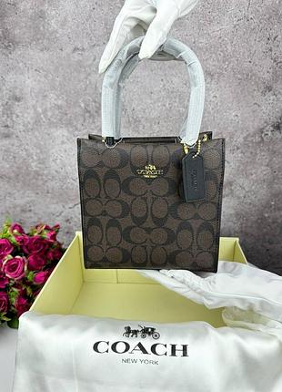 Сумка жіноча coach cally black/brown женская сумочка коач коричневая