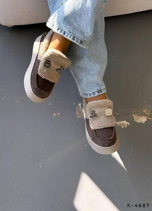 Лоферы с мехом тедди