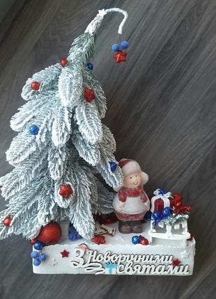 Рождественская, новогодняя композиция, декор. зимние развлечения.