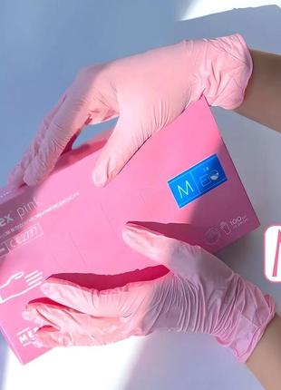 Перчатки нитриловые розовые mercator nitrylex, р-р м, 100 шт