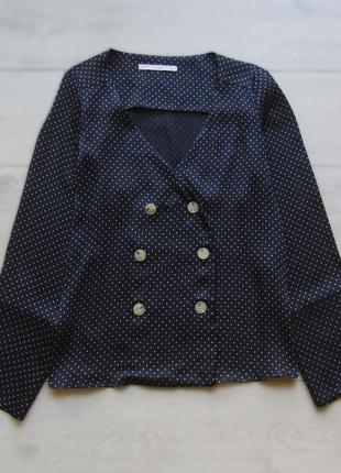 1+1=3 🎁 красивая легкая атласная блуза на пуговицах в горошек от zara