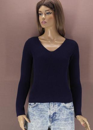 Брендовая синяя кофта, джемпер "primark" в рубчик. размер uk12-14/eur40-42, m.