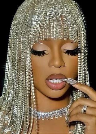 Роскошное украшение тиара обруч на голову на волосы бахрома камни стразы