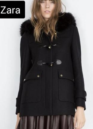 Пальто zara с капюшоном
