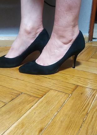 Туфли женские натуральный замш черные