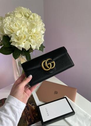 Gucci gg marmont button wallet black/gold