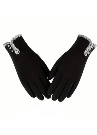 Женские кашемировые демисезонные перчатки. черные перчатки с сенсорными пальцами