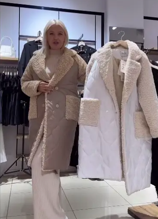 Пальто-шубка женская плащевка «лаке»+ мех-барашек  286iве