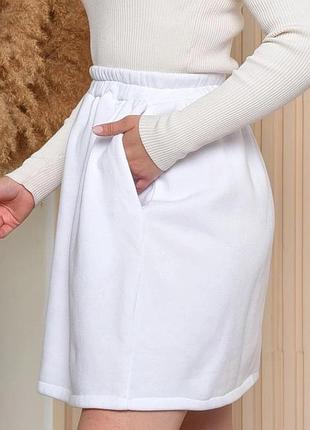 Юбка женская на флисе белого цвета, юбка женская белая