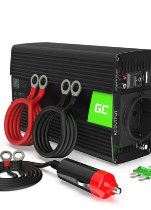 Автомобильный инвертор green cell 12v на 230v 500w/1000w (inv16) чистый синус