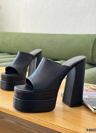 ▪️женские босоножки черные новые высокий широкий каблук высокая танкетка платформа массивная чёрные в стиле bratz versace кожаные(эко кожа)лето