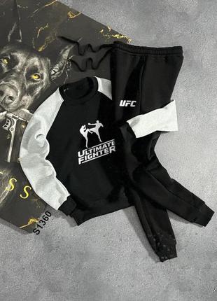 Утепленный на флисе свитшот ufc + спортивные штаны, теплый спортивный костюм премиум качества