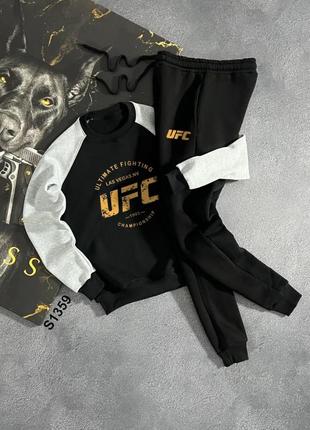 Утепленный на флисе свитшот ufc + спортивные штаны, теплый спортивный костюм премиум качества