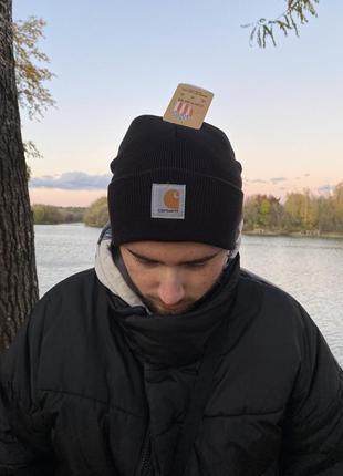 Шапка carhartt чорна/ кархарт шапка/ шапка зимня/ шапка на зиму