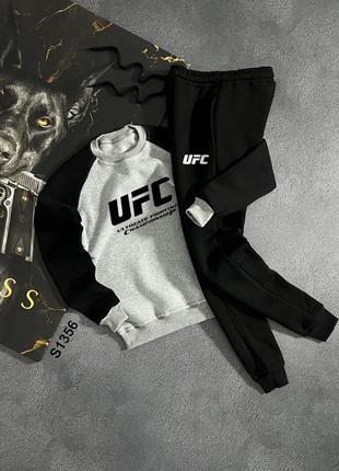 Утепленный на флисе свитшот ufc + спортивные штаны, теплый спортивный костюм премиум качества