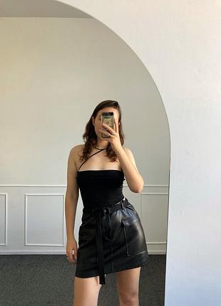 Юбка мини zara эко кожа