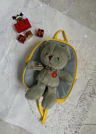 Дитячий рюкзак, рюкзак з ведмедиком, жовтий рюкзак