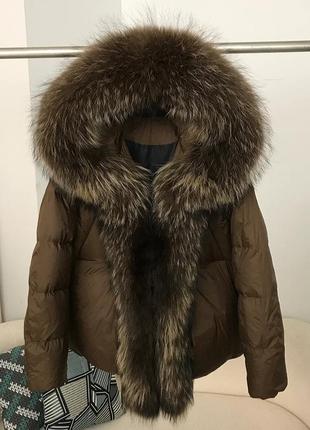 Куртка пуховик с мехом лисы