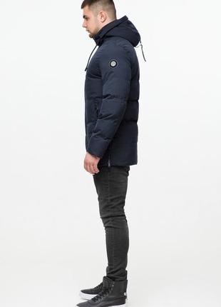 Куртка мужская с капюшоном синяя зимняя модель 25280 (остался только 48(m))5 фото