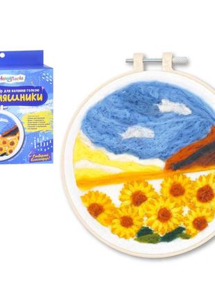 Набор для валяния иглой "подсолнухи" m5863ua готовое изделие 16,5 х 16,5 см