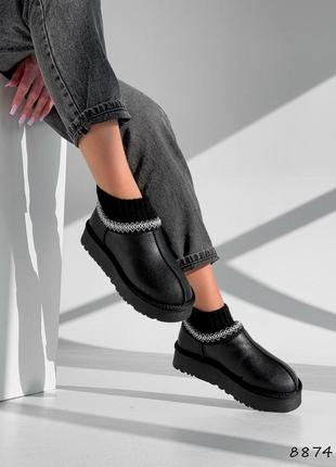 Угги женские vilaro черный, натуральная кожа зима