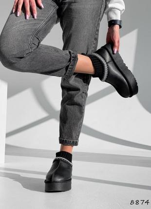 Угги женские vilaro черный, натуральная кожа зима