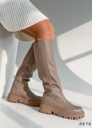 Сапоги женские loras беж, натуральная кожа зима